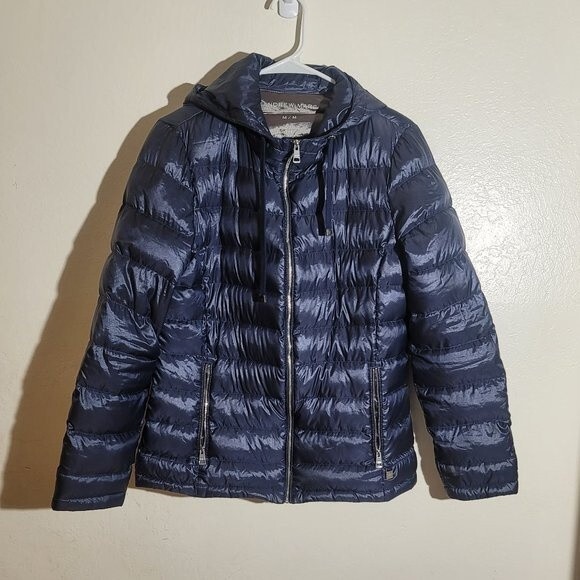 Andrew Marc Lightweight Premium Down Puffer Duck Feather Jacket sz M GUC Flaw - Picture 2 of 10